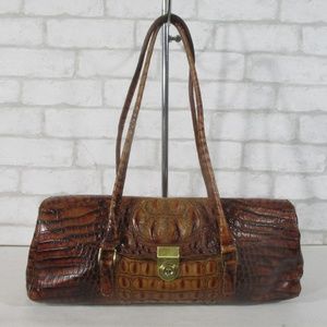 Vintage Brahmin Brown Croc Embossed Leather Should